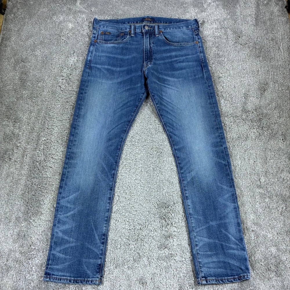 Polo Ralph Lauren Varick Slim Straight Jeans Mens 31x30 Medium Wash Blue Denim
